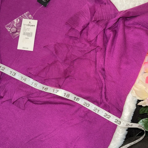 NWT Lane Bryant Magenta Ruffled Cardigan Size 14/16 - Picture 5 of 6